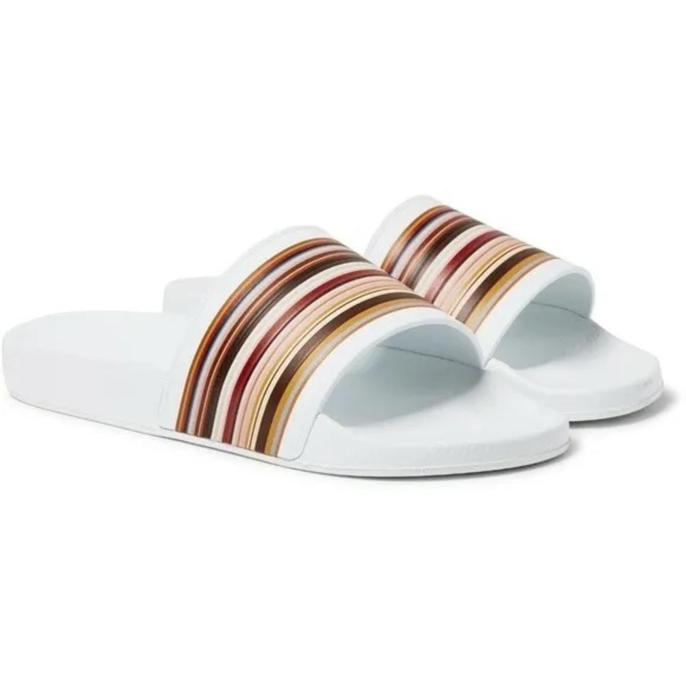 Paul Smith White Multicolor Stripe Sandals